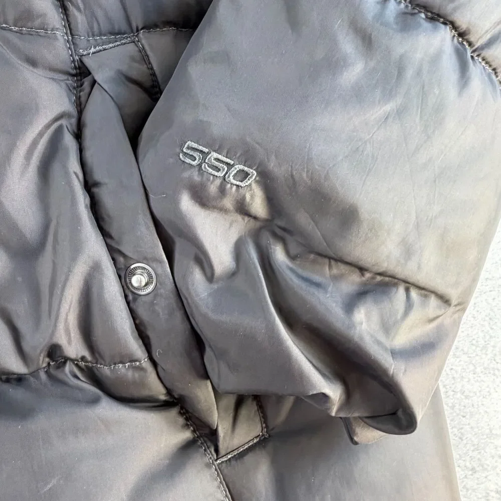 North Face Girls 550 Down Puffer Jacket Hooded Black Size XL 18